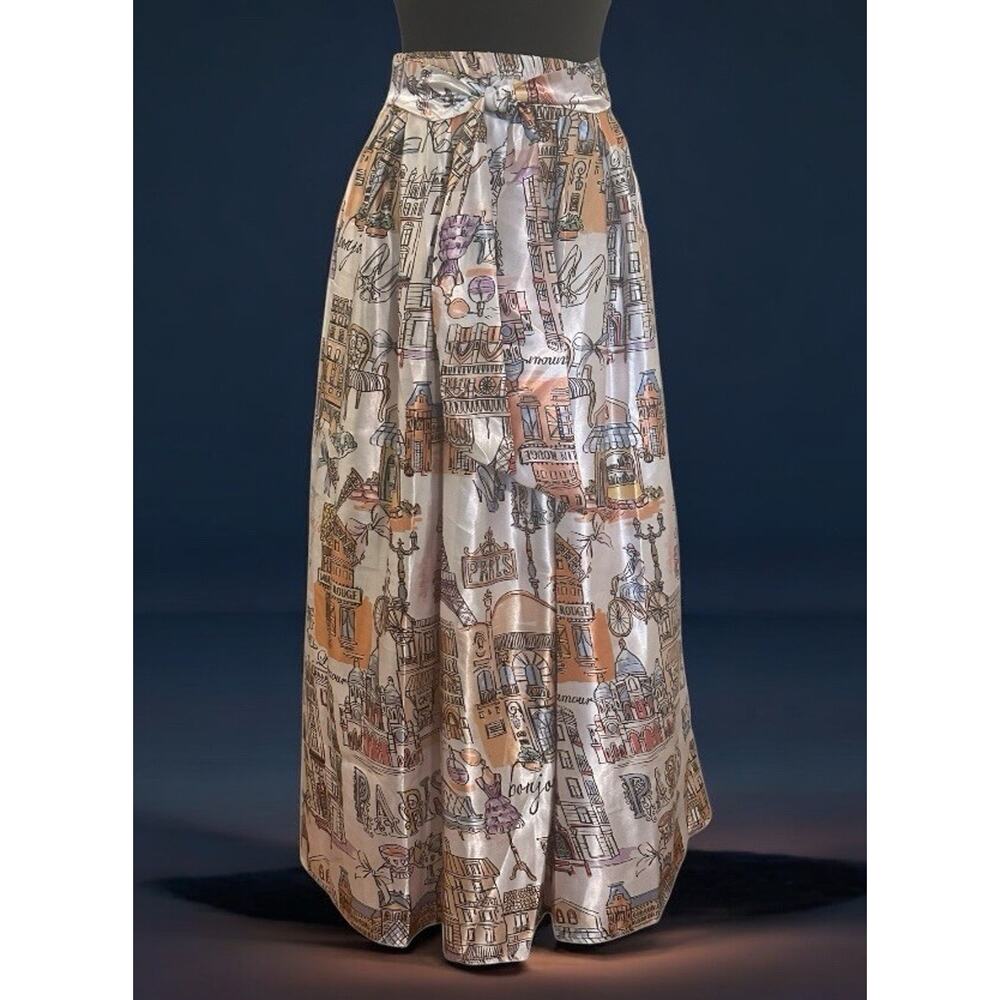 New Satin Maxi Skirt Parisian Her Destiny Graphic Womens Size L